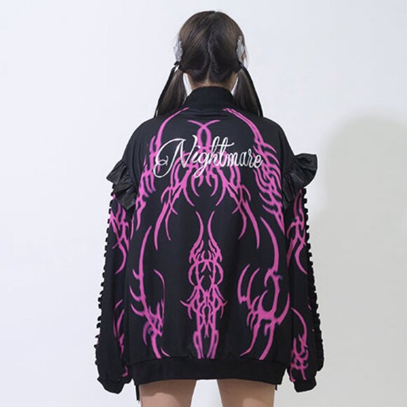 ACDC RAG - Nightmare Studded Bunny Ruffle Black Oversized Jacket - Picture 5 of 10